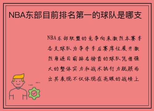 NBA东部目前排名第一的球队是哪支